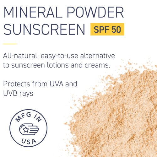 Brush On Block SPF 50 Mineral Powder Sunscreen, Translucent, Broad Spectrum, Water Resistant Face Protection, For All Skin Tones & Types, Reef Friendly, Mfg in USA