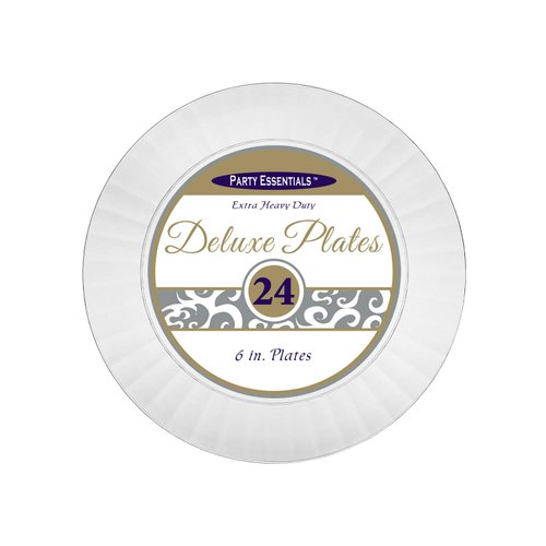Party Essentials Deluxe Quality Hard Plastic 6-Inch Round Party/Dessert Plates, Clear, 24 Count