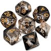 CiaraQ DND Polyhedral Dice Set for Dungeons and Dragons RPG MTG Role Playing Table Games-with 1 Dice Pouch (Transparent + Black Cloud)