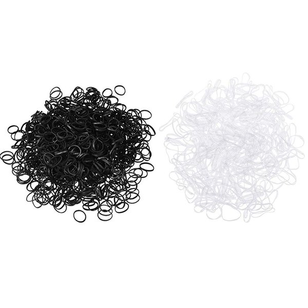 PPX 4000 Pieces Elastic Hair Bands, Girl Kids Hair Holder Hair Tie Elastic Rubber Bands Black and Transparent
