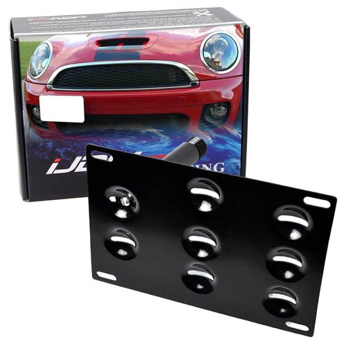 iJDMTOY No Drill Front Bumper Tow Hook License Plate Mounting Bracket Adapter Kit Compatible with 2002-2014 Mini Cooper R50 R52 R53 R55 R56 R57 R58 R59