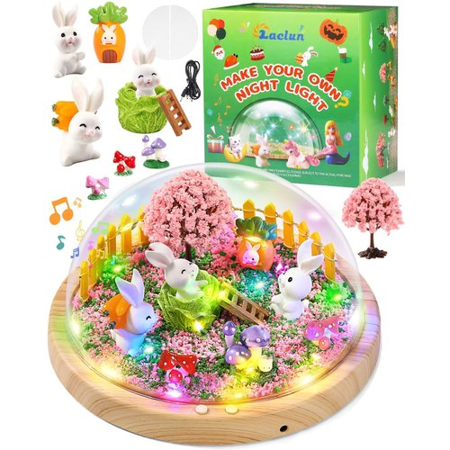 Bunny Toys for Girls , Make Your Own Rabbit Night Light with Music,Arts and Crafts for Kids,Gifts for 3-8 Year Old Girls,4 5 6 7 8 9 10 Year Old Girl Birthday Gifts,Ideal Christmas Gifts Best Toy