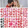 122 Pcs Valentine's Day Lip Temporary Tattoo for Women Girls, Lip Print Red Black Kiss Body Tattoos Stickers, Heart Face Fake Tattoos for Men Adult Kids Waterproof Realistic 12 Sheets Party Supplies