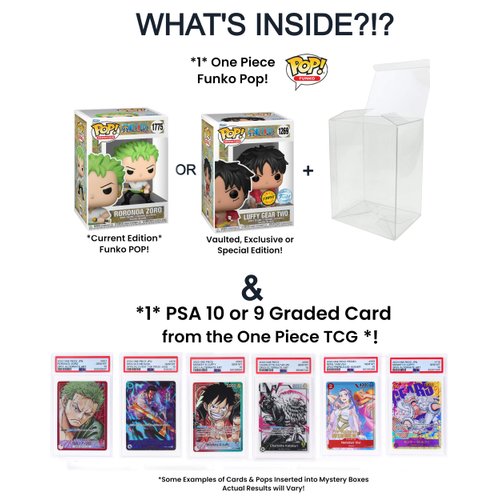 One Piece Collector's Mystery Gift Box: Funko Pop! & PSA Graded Card│ONE PSA Graded One Piece Card & ONE Authentic One Piece Funko Pop │Ideal Gift for Collectors & Fans│by Slabs of Heat