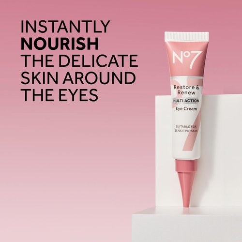 No7 Restore & Renew Multi Action Eye Cream - Skin Renewing Under Eye Cream for Puffiness and Dark Circles - Eye Moisturizing Brightening Cream for anti-Wrinkles + Skin Firming (15ml)