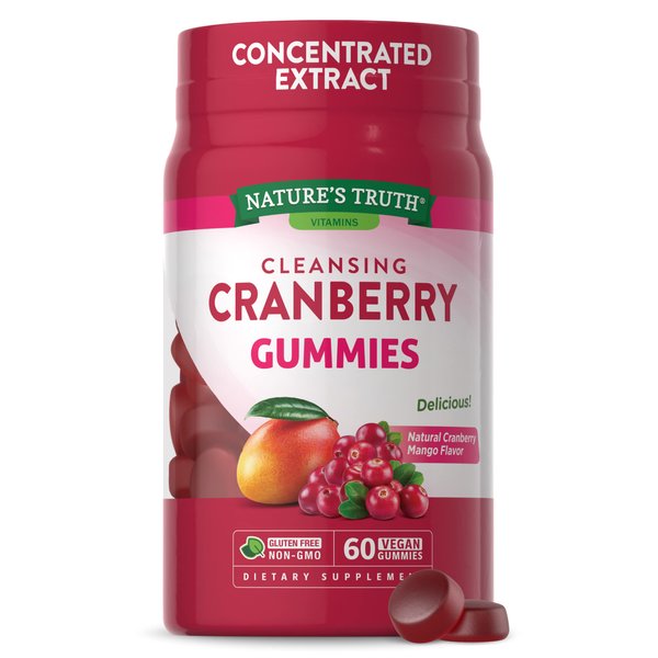 Nature's Truth Cranberry Gummies | 60 Count | Vegan, Non-GMO & Gluten Free Supplement | Supports Urinary Tract Health | Cranberry Mango Flavor