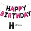 Happy Birthday Balloons Banner Black & Hot Pink 16 Inch for Kids and Adults Birthday Party Decorations Supplies