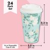 Juvale 24 Pack Disposable Floral Paper Coffee Cups with Lids 16 oz, To Go Coffee Cups for Flower-Themed Birthday Party Supplies, Wedding Reception, Baby Shower (4 Pastel Colors)
