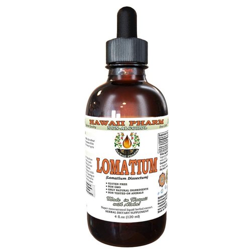 Lomatium Alcohol-Free Liquid Extract, Lomatium (Lomatium Dissectum) Dried Root Glycerite Hawaii Pharm Natural Herbal Supplement 4 oz