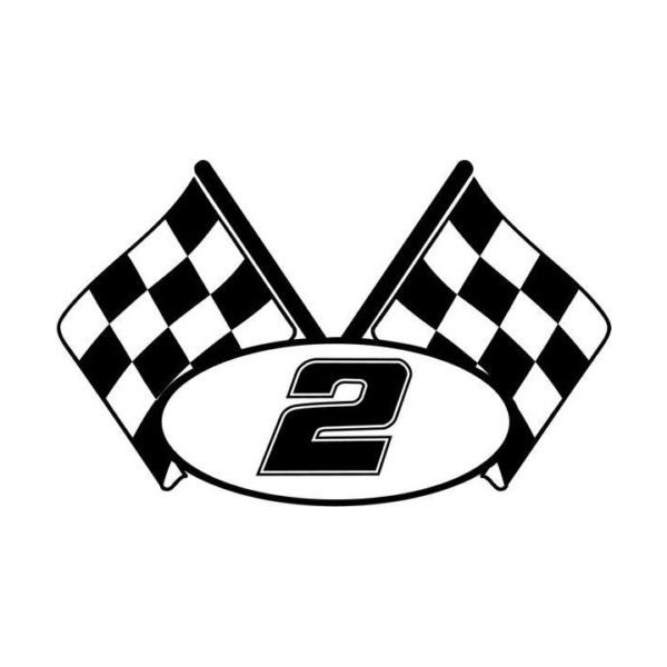 Checkered Flag Racing Number 2 Graphic Car Truck Window Decal Sticker - Die Cut Vinyl Decal for Windows, Cars, Trucks, Tool Boxes, laptops, MacBook - virtually Any Hard, Smooth Surface