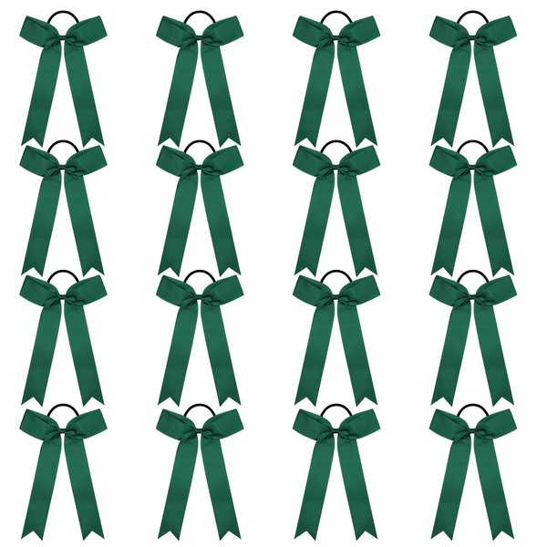 DEEKA 16 PCS Collegiate Style Cheer Bows Long Tail Skinny Cheer Bow Ponytail Holder Handmade Bows for Girls Teens Softball Cheerleader Sports -Black