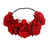 DNHCLL Rose Flower Crown, Floral Headpiece for Women and Girls - Red Artificial Rose Hair Wreath with Headband