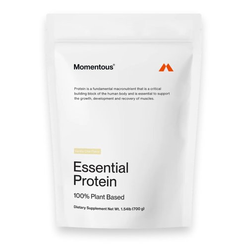 Momentous Essential Plant-Based Pea and Rice Protein Powder, Vegan, Gluten-Free, Non-GMO, NSF Certified, All Day Essential Use Protein Powder for Men and Women (Vanilla Chai, Bag)