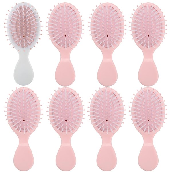 Bridesmaid Proposal Gifts 8 Pieces Mini Travel Brush bachelorette party accessories Cute hair Brush for Wedding Party Favors for Wedding Party Favors (White&Pink)