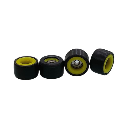 Leefai Pro Fingerboard Wheels Yellow Core Black Wheel -Finger Skateboard Wheels - Ultra Spin Bearings Wheels - 7.8mmx5.1mm -Inner layer Colorway (YELLOW)