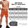 AMY COULEE Mens Athletic Workout Shorts 5.5" Cotton Casual Shorts Elastic Waist Joggers Sports Sweat Shorts (Orange, XL)