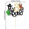 1Pc Cowboy 3rd Birthday Cake Topper Glitter Third Birthday Hat Cowboy Three Cake Decorations for Western Theme Baby Shower Kids Boys 3rd Birthday Party Supplies