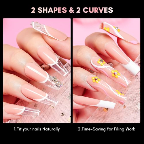 Makartt Nail Dual Forms for Poly Nail Gel, 72PCS, Square Coffin Shape, Clear Molds, Full Cover Acrylic Nail Forms, Salon Home DIY Nail Art Supplies