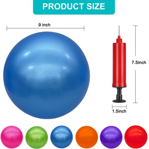 GCQJOQ 3 Pcs 9 Inch Inflatable Bouncy Balls with Hand Air Pump for Indoor Outdoor Play Balls (Red, Blue, Green)
