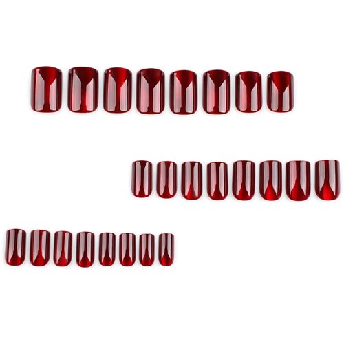 BAOYAALIN Cat Eye Red Press on Nails Short Square Fake Glue on Nails with Exquisite Cat Eye Design for Women Girls Full Cover Artificial Acrylic False Stick on Nail for Daily Wear Wedding 24Pcs