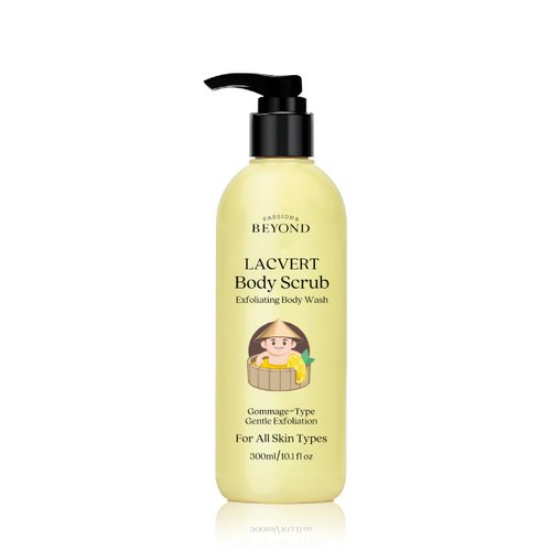 ECO BEYOND Lacvert Body Scrub (Lemon, 10.1fl oz) - Exfoliating Body Wash & Shower Gel, Korean Skin Care for Gentle Exfoliation & Home Spa. Gommage-Type for Smooth, Soft Skin. All Skin Types.