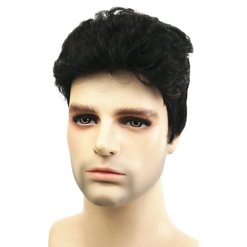 Wiginway Men Short Black Straight Wig Natural Looking Daily Casual Wear Synthetic Haircut Wig 6 Inch (4RA6 Black)