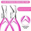 Beauty & Crafts Hair Extension Tools- Stainless Steel Pliers Set for Micro Beads- 1 Crochet Needle 1 Pulling Hook with Tail Comb- Micro Links Tool Kit with Leather Pouch- (Pink)