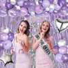 Purple Birthday Decorations for Women Girls, Lavender Purple Silver Foil Balloons Table Cloth Sash Crown Fringe Curtains Happy Birthday Banner Glitter Star Garland Butterfly Cake Topper Party Supplies
