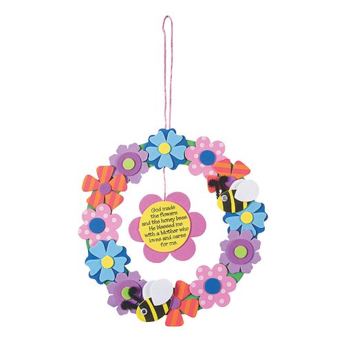 Foam Flower Wreath for Mom Craft Kit - Makes 12 - DIY Craft Gifts for Kids