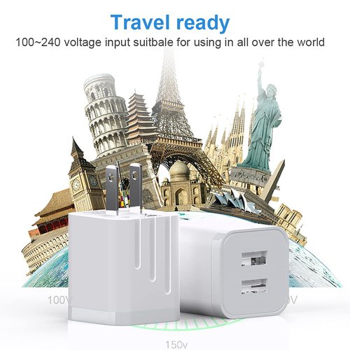 Qntry USB Wall Charger, [MFi Certified] iPhone Charger Lightning Cable 6FT(4PACK) Fast Charging Data Sync Cords Dual Port USB Plug Compatible with iPhone 12/mini/Pro/Max/11/Pro/Xs/XR/X/8/7/Plus