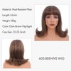 MEDISIFA Brown Highlight 60s Beehive Wigs for Women Pinup Pelucas 50s Synthetic Hair Wig for Women Ladies Daily Used Costume Cosplay Fancy Dress 1960s Retro Wigs