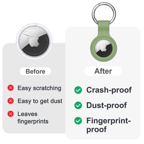 Linsaner Compatible with AirTag Case Keychain Air Tag Holder Silicone AirTags Key Ring Cases Tags Chain Apple AirTag GPS Item Finders Accessories, Teal Green