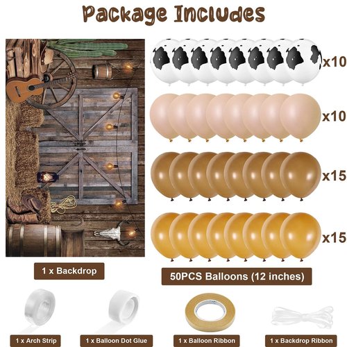 Partydream Western Cowboy Party Decorations Includes 50pcs Cowboy Balloons and 1Pcs Western Banner Cowboy Birthday Party Decorations Western Party Supplies Birthday Baby Shower