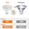 Boxlood MR16 LED Light Bulb Non Dimmable, 90% Energy Saving, 6000K Cool White (Daylight), 40 Degree, AC/DC 12V, 5 Watts, 50W Halogen Bulb Equivalent, GU5.3 Base, 6Pack