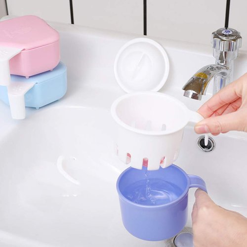 EXCEART Denture Case Box Denture Cup with Strainer Denture Bath Box False Teeth Storage Box Container Holder for Travel Retainer Cleaning