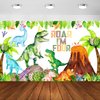 Dinosaur 4th Birthday Decorations Roar I’m Four Dinosaur Birthday Party Banner Backdrop Dinosaur Party Supplies for Boys 4th Dino Bday Decor