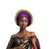 African Women's Turban Hat Stylish Gele Gemstone Headpiece, perfect for wedding parties. Auto Gele Headties (Polyester, purple)
