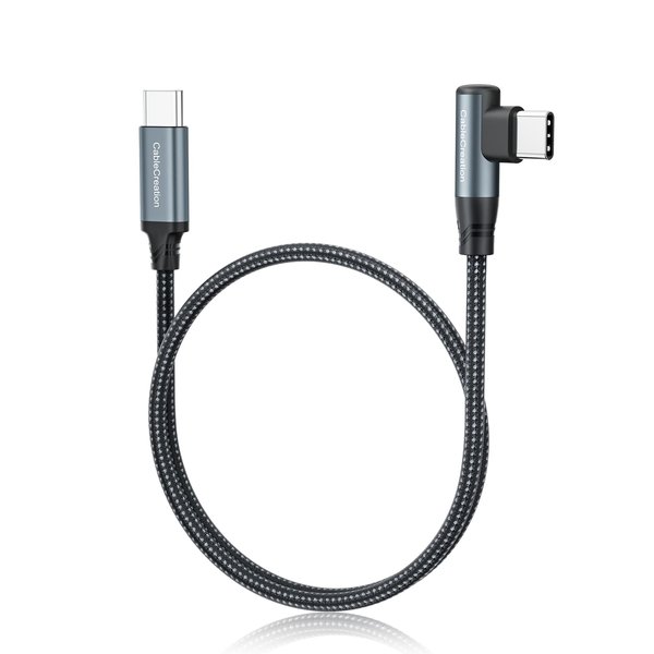 CableCreation USB C to USB C Cable 2Pack,1.6ft USB C Charger Cord with 90 Degree Angle 100W Nylon Braided Compatible with iPhone 15,Galaxy S23 Ultra S22,MacBook,iPad Pro 2020