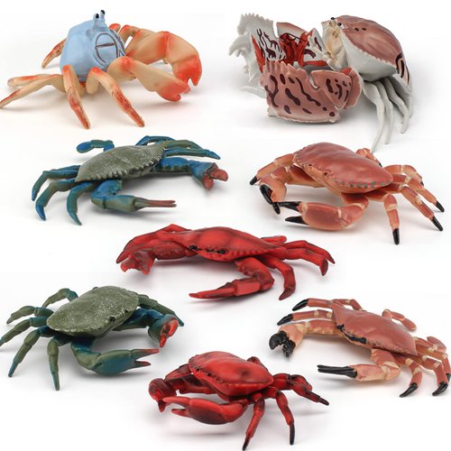 Ocean Sea Marine Animal Model Figures 8 PCS Realistic Crab Figurines Party Favors Supplies Cake Toppers Set Toys for Boys Girls Kid Toddlers