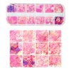 MAIOUSU STORE 72 Grids Valentine's Day Nail Art 3D Pink Red Holographic Nail Sequins Lazer Butterfly Star Moon Flakes Glitter Heart Hollow Heart Lip Shape Laser Flakes Sparkly Confetti