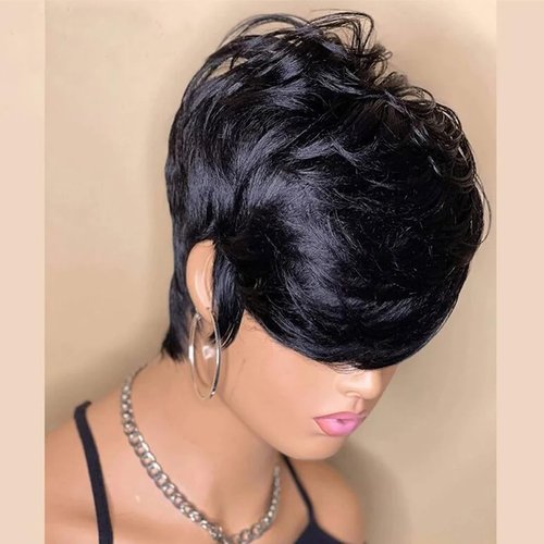 FCHW-wig Short Hair Wigs For Black Women Short Pixie Cuts Wigs For Black Women Short Straight Ladies Wigs Synthetic Short Wigs For Women African American Women Wigs (DJ9413-2)