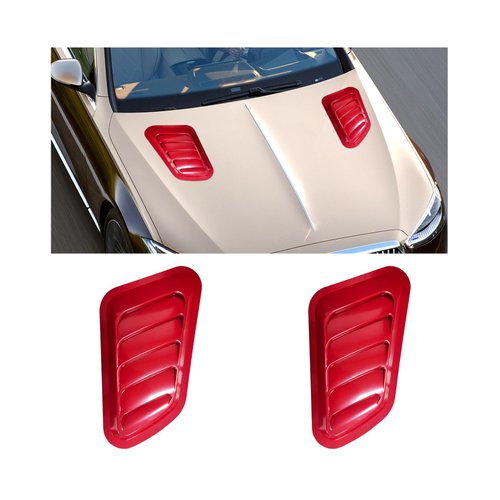 Dickno 2PCS Car Hood Air Vent Cover, Universal Automotive Bonnet Air Vents Engine Hood Scoop, Front Air Vents Engine Hood Cover Trim, Vehicle Exterior Decor Accessories for Most Cars (Red)