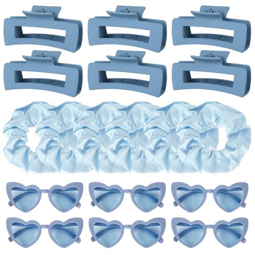 Whaline 18Pcs Dusty Blue Bridesmaid Proposal Gift Set Maid Matron of Honor Gift Hair Claw Clips Scrunchies Sunglasses for Wedding Bridal Shower Bachelorette Party Favors Supplies