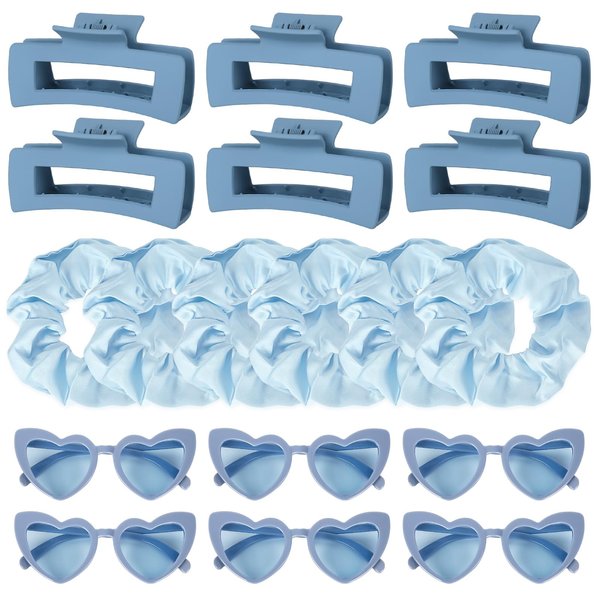 Whaline 18Pcs Dusty Blue Bridesmaid Proposal Gift Set Maid Matron of Honor Gift Hair Claw Clips Scrunchies Sunglasses for Wedding Bridal Shower Bachelorette Party Favors Supplies