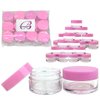 Beauticom 24 20g gram Round Clear Container Sample Jars with Pink Lid For Cream Cosmetic Travel Lip Balm Sampling Powder etc.