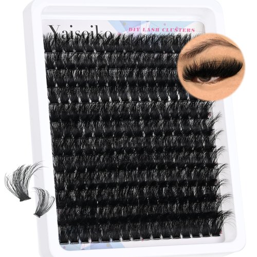 Fluffy Eyelash Clusters 14-22mm Thick Volume Lash Clusters Eyelash Extensions 200D Individual Lashes Clusters 192pcs DIY D Curl Wispy Plant Fibers Lashes Clusters, by Yaiseiko