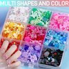 editTime 630PCS 3D Mixed Nail Art Charms Kit, Resin Camellia Rose Flower Butterfly Bow Moon Heart Star Bear Snake Hollow Pearl Big Nail Charm with Nail Charm Glue and Pickup Tools (A1-9Grids)