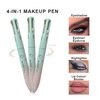 RoseFlower 4-in-1 Makeup Pen, Eyebrow/Eyeliner,Eyeshadow, Highlighter, Lip Liner, Waterproof Multi Use Makeup Pen, 4 Color Portable Makeup Beauty Pen for Daily Makeup & Travel Makeup(#1)