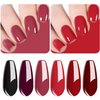 Vishine Classic Red Gel Nail Polish Set, Dark Red Burgundy Black Purple Gel Polish Kit Soak Off UV Nail Lamp LED Gel Nail Kits for Nail Art Design Home DIY Manicure Nail Salon Varnish 8ml