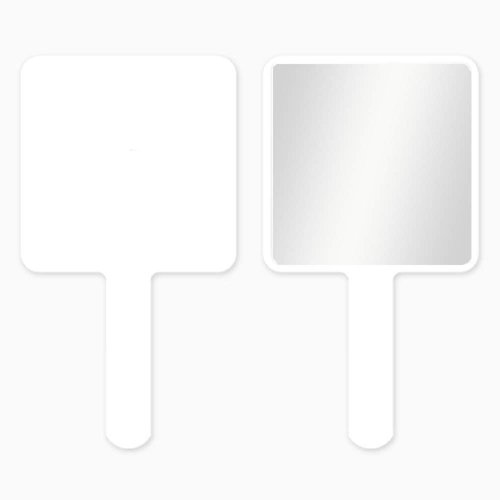 TOPYHL Rectangle Handheld Mirror Hand Mirror Travel Handheld Mirror Cosmetic Mirror with Handle (White)